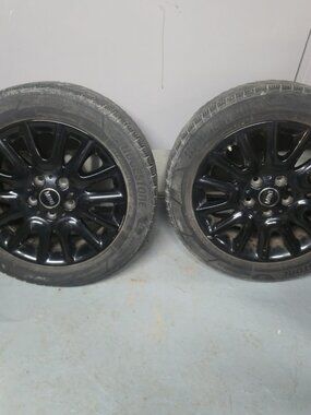 (2) OEM MINI Cooper 16" R115 Rib Spoke Wheels Black Bridgestone Tires 195/55R16